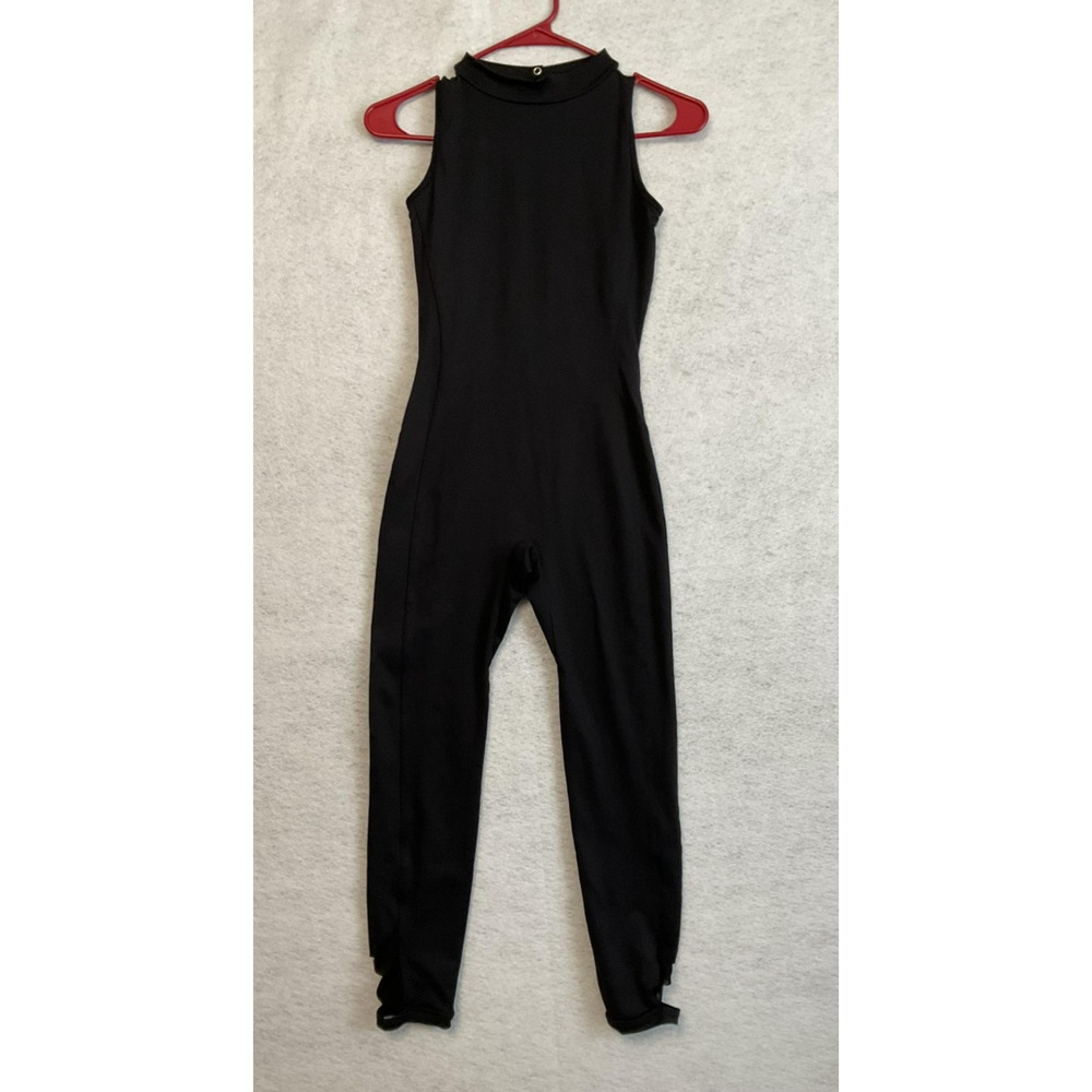Honeycut Unitard Womens Small Black Sleeveless Dance One Piece Open Back Leotard